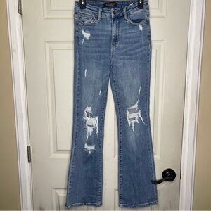 Judy Blue Womens Tummy Control High Rise Distressed Bootcut Jeans Sz 3/26